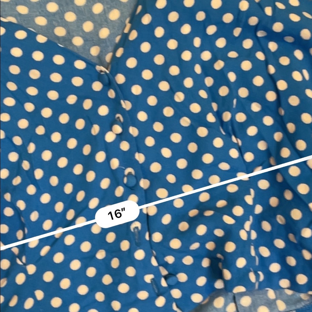 Zara blue polka dot button down blouse - Picture 4 of 5